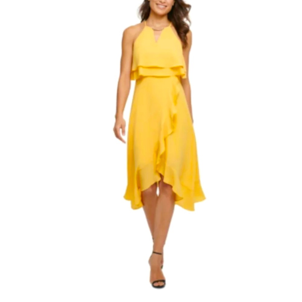 KENSIE Embellished Ruffled Sleeveless, below the knee, Hi-Lo Dress